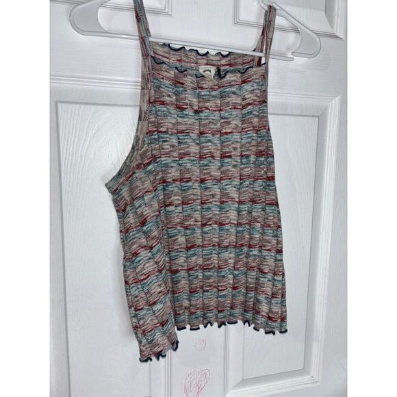 Anthropologie Akemi + Kin Kaden Multicolored Ribbed Ruffle Knit Tank Top Sz M - Picture 1 of 5
